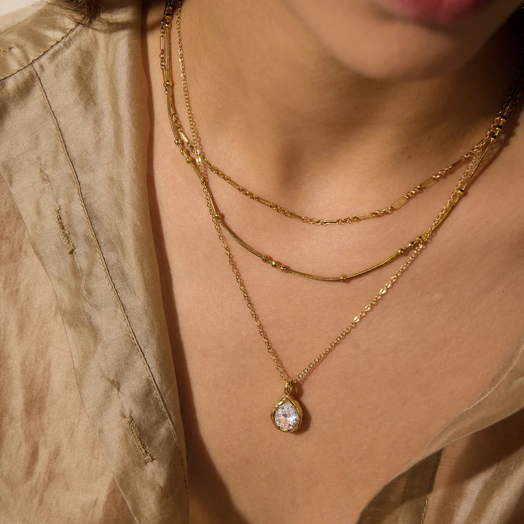 Delicate Geometric Cubic Zircon Pendant Necklace
