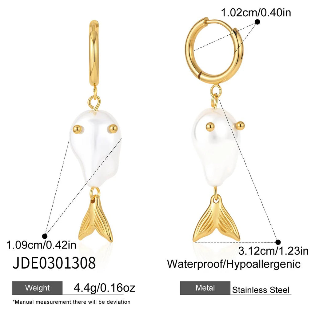 Pearl Fish Drop Earrings