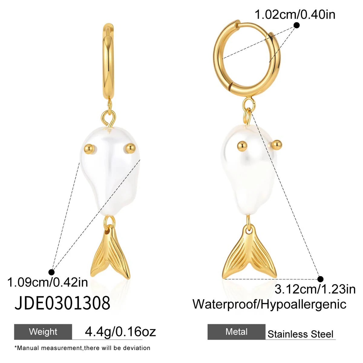 Pearl Fish Drop Earrings