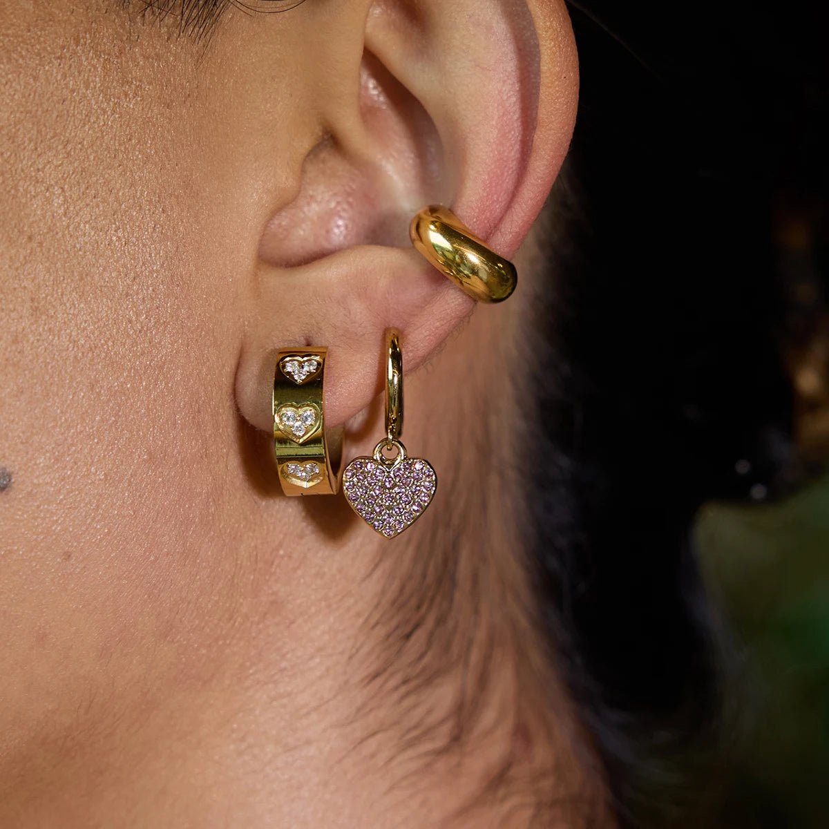 Star Zirconia Round Hoop Earrings