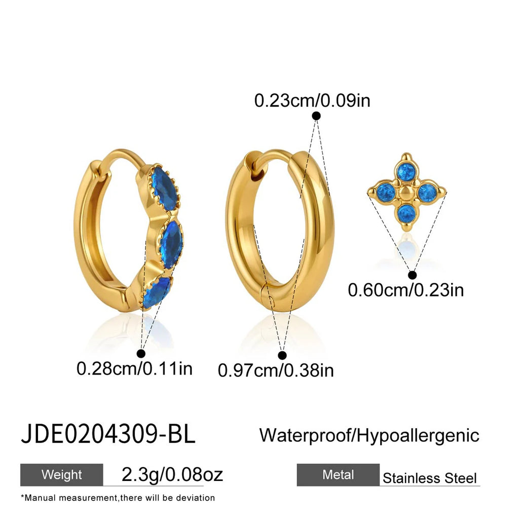 3pcs Minimalist Cross Zircon Earring Set