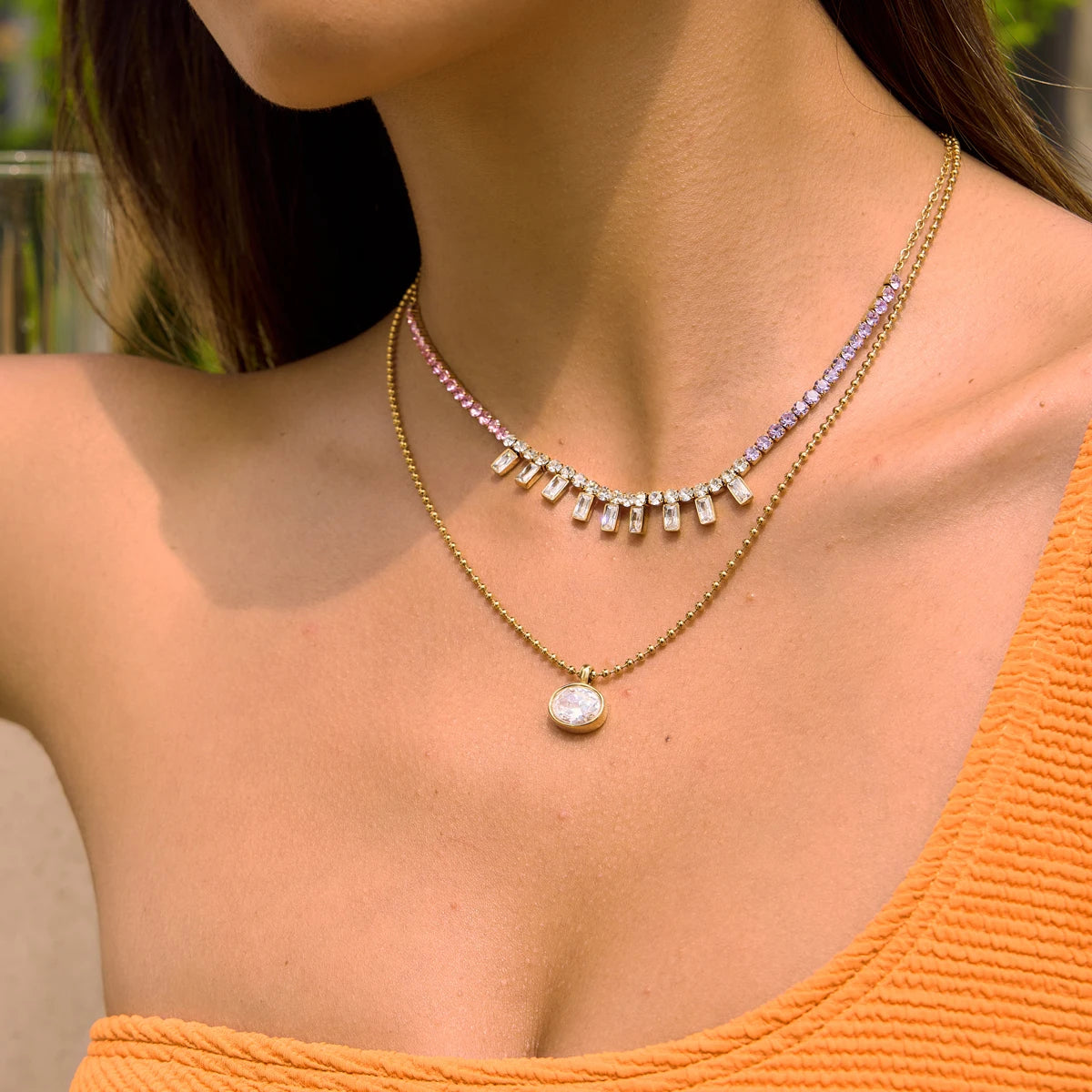 Multicolor Zircon Tennis Chain Necklace