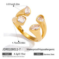 Geometric Heart Water Drop Zircon Rings