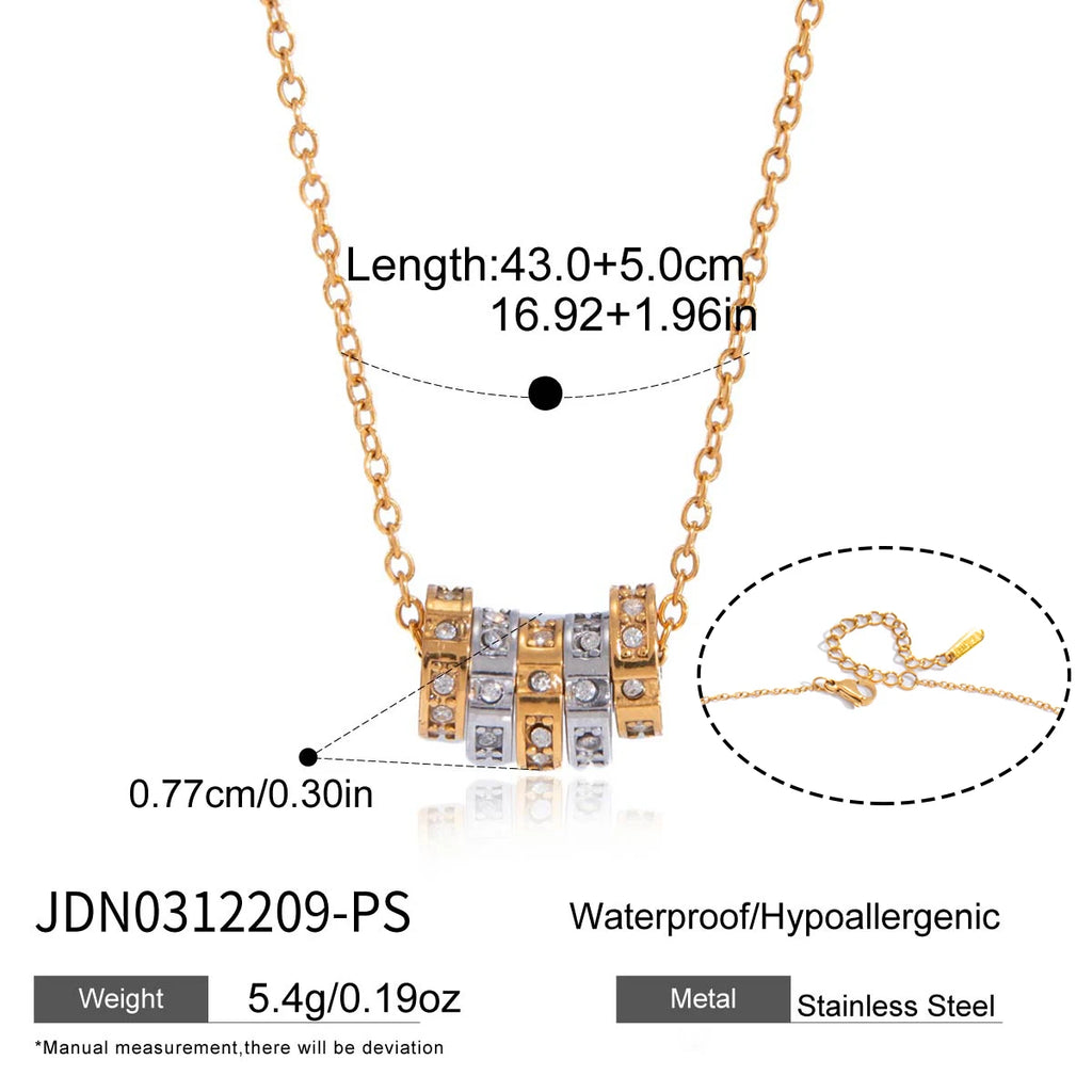 Delicate Zircon Beads Mixed Color Pendant Necklace