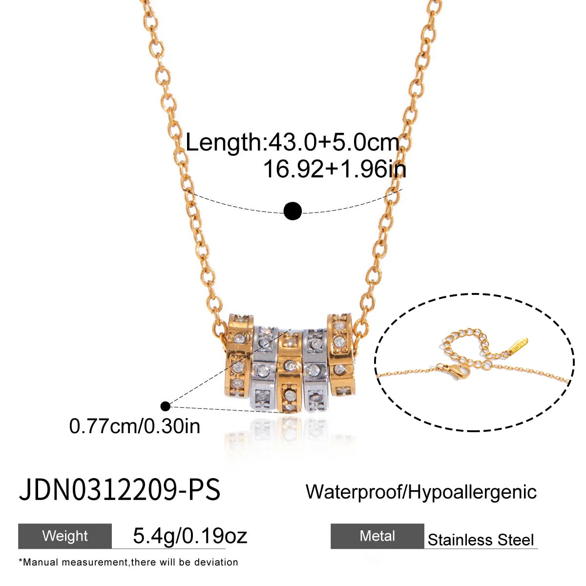 Delicate Zircon Beads Mixed Color Pendant Necklace
