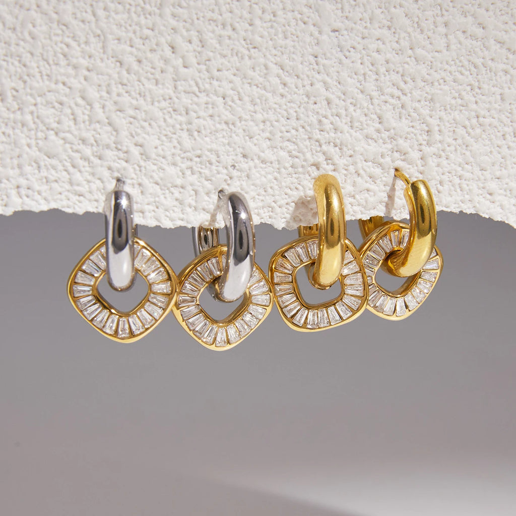 Exquisite Geometric Zircon Pendant Drop Earring