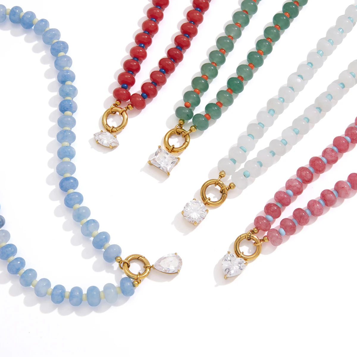 Sweet Colored Natural Stone Zircon Pendant Necklace